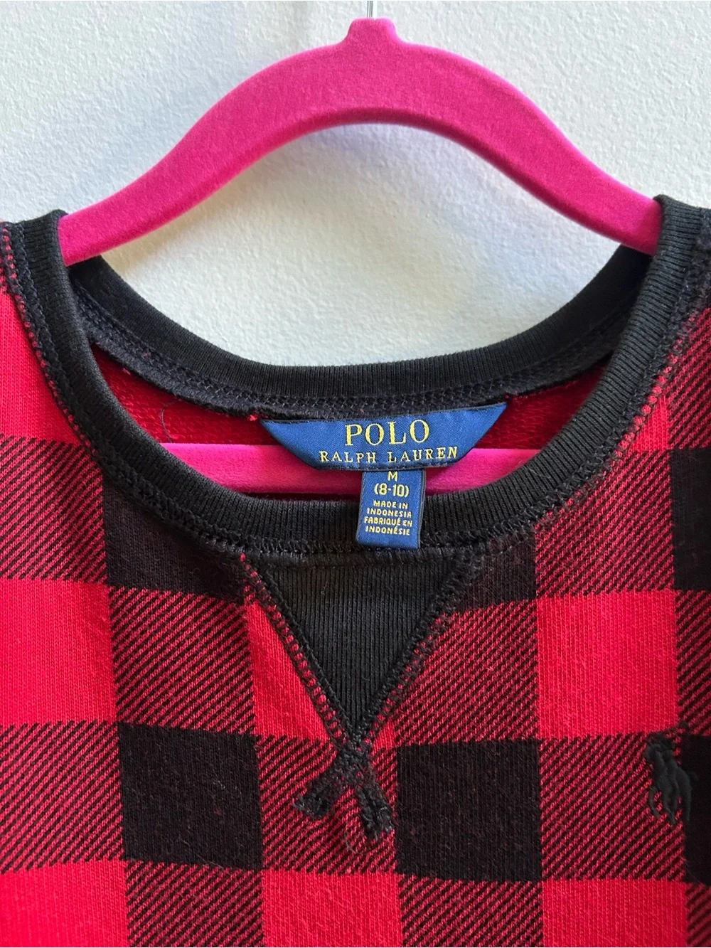 Polo Ralph Lauren Girls’ Size 8-10 Red and Black Buffalo Check Cotton Dress